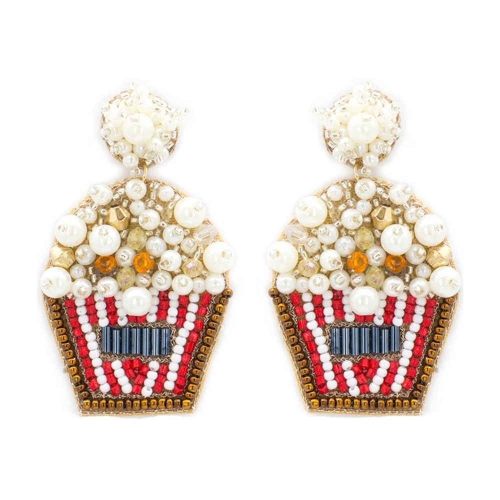 Popcorn Earrings Handmade Beaded